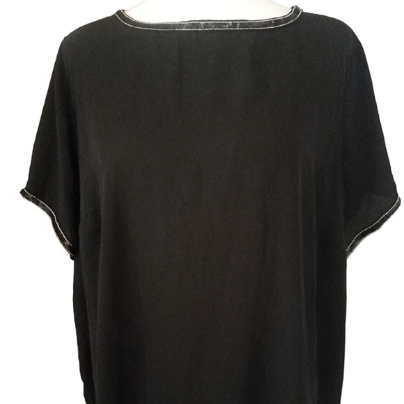 Torrid Black Sheer Blouse Top With Beaded Sequin Trim Sexy Office Siren Size 2X - Picture 6 of 9